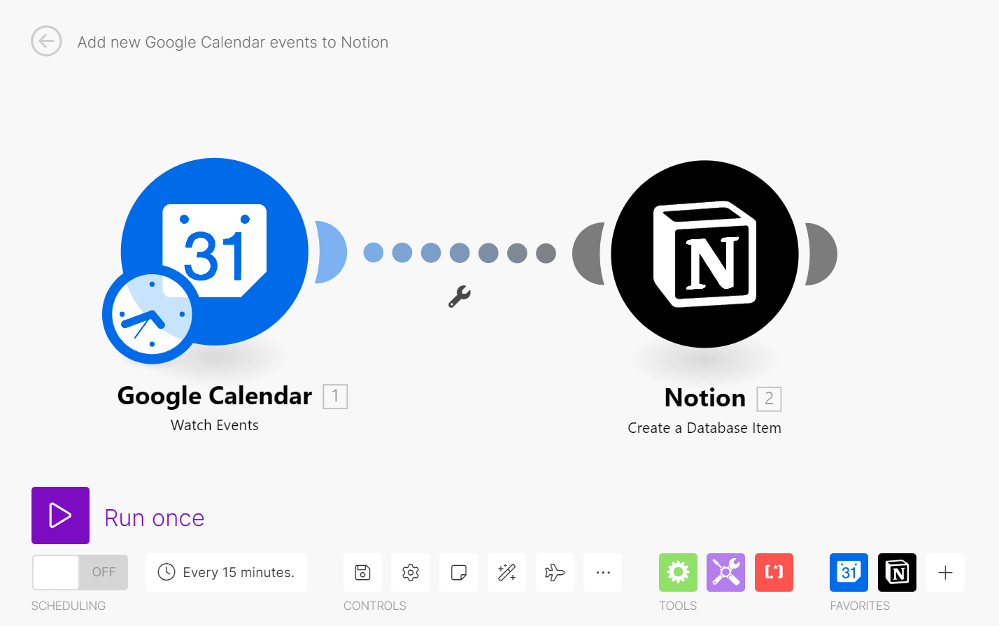 Basic Notion Google Calendar integration