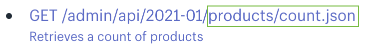 products count json