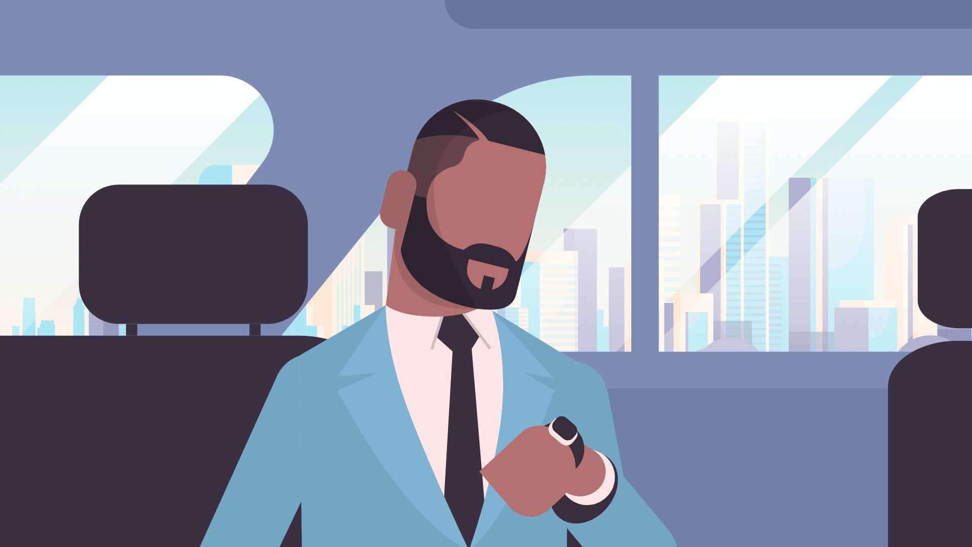 A businessman in a car.