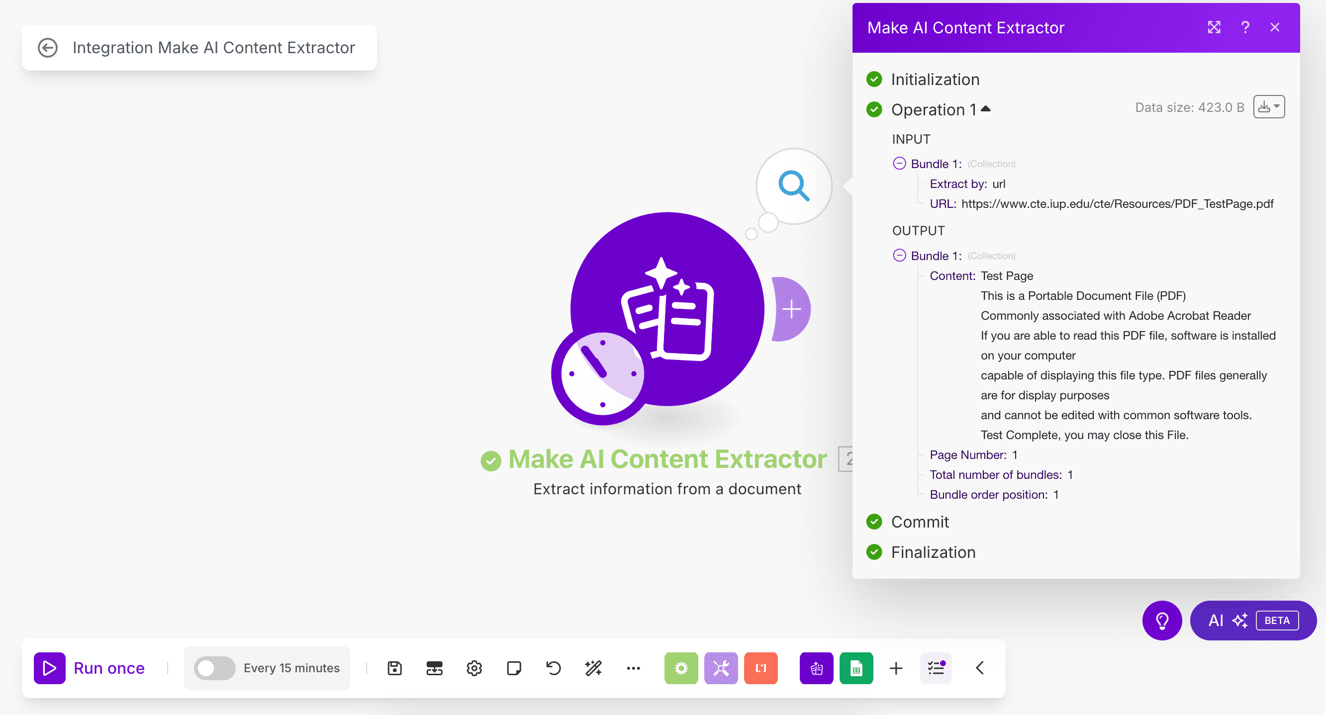 AI Content Extactor result