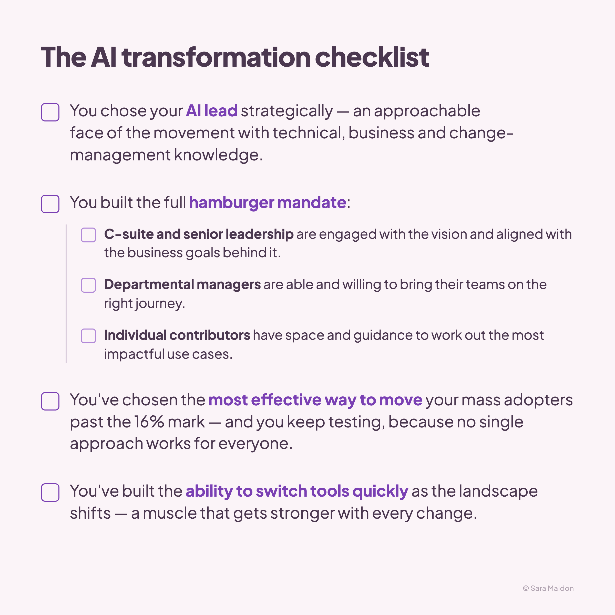 TL Sara checklist