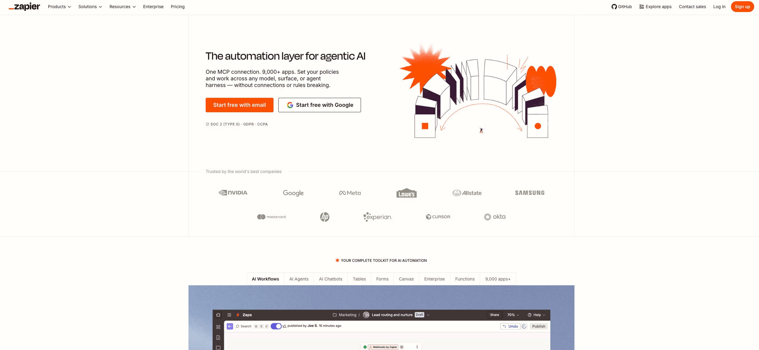 Zapier homerpage