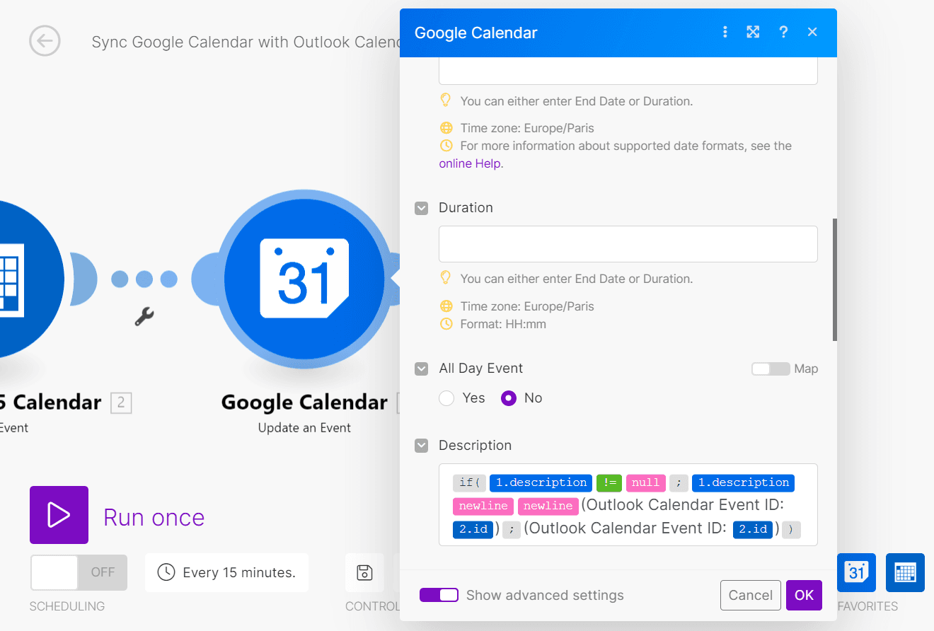 Update an Event in Google Calendar - Description field