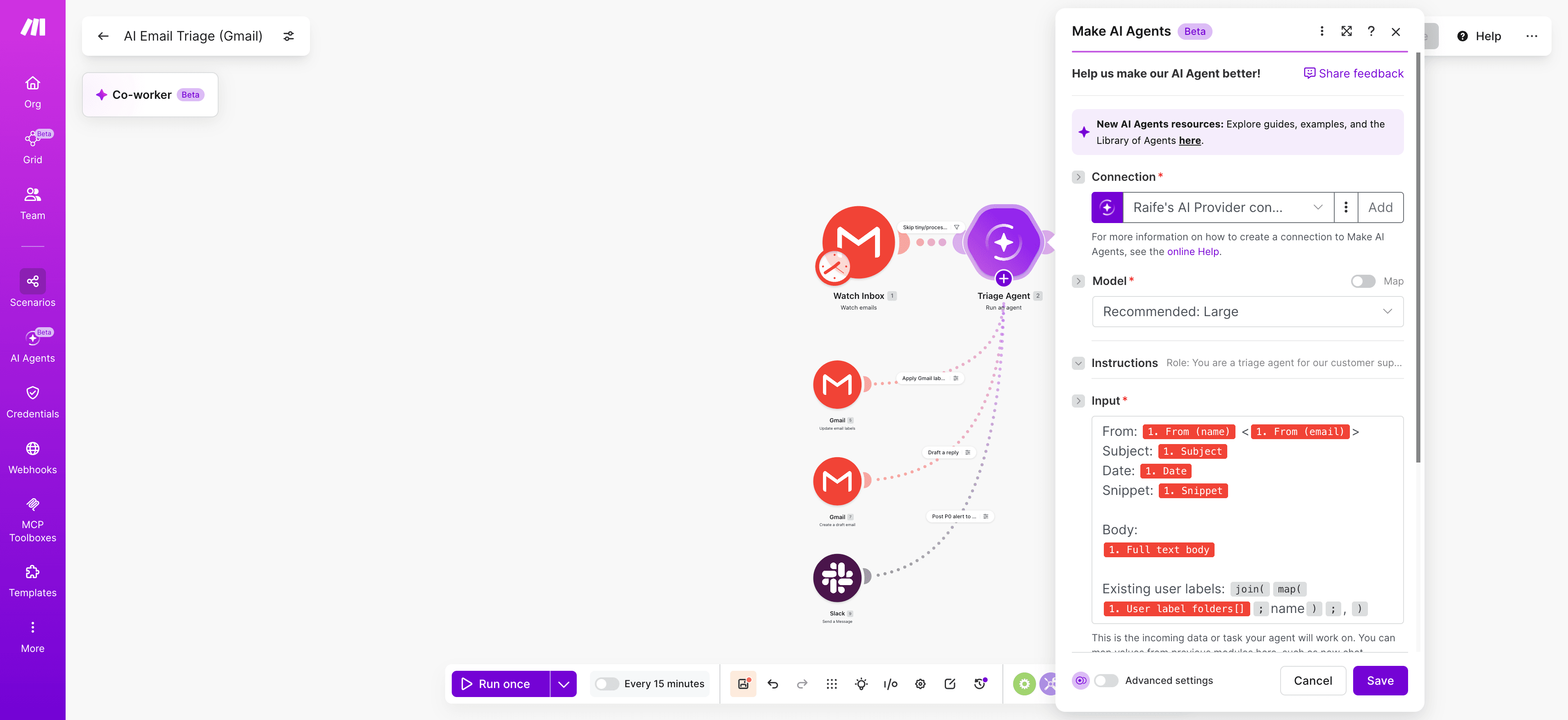 AI-Email-Triage-Gmail-Make-Step 3