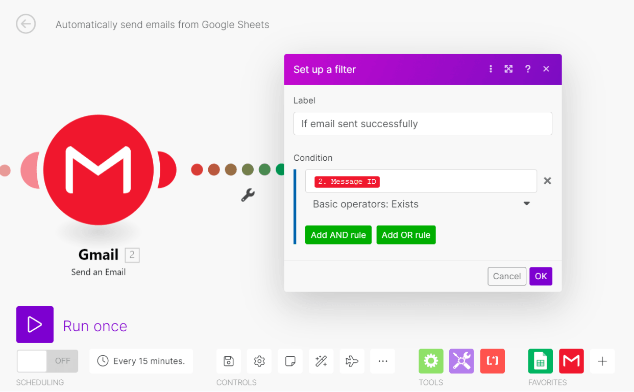 gmail to google sheet step 3