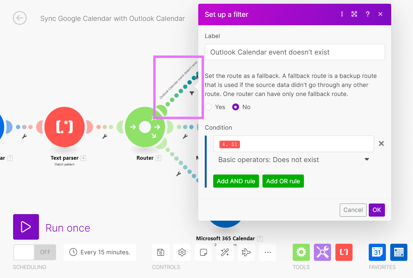 Filter - OCal event doesnt exist