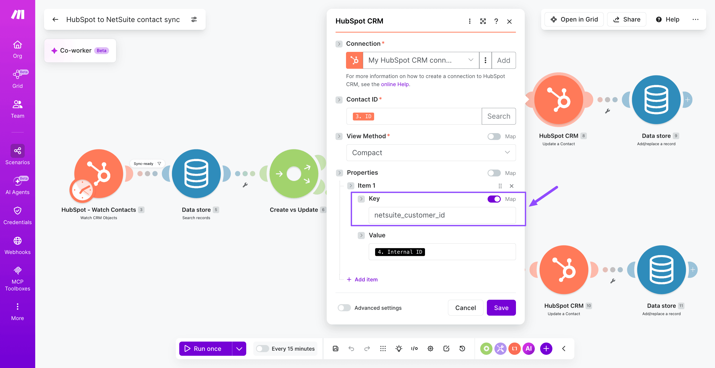 HubSpot-to-NetSuite-contact-sync-Make-Step 6