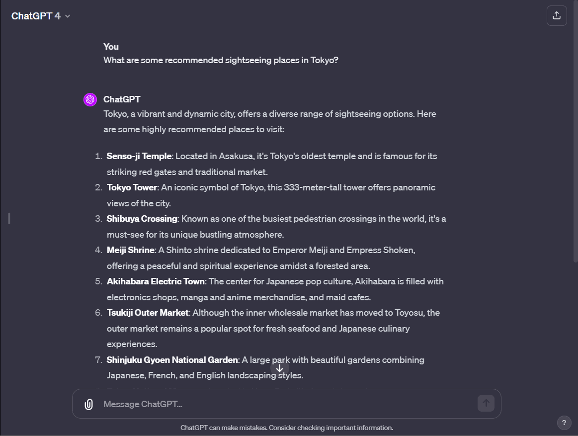 Generic Tokyo ChatGPT prompt