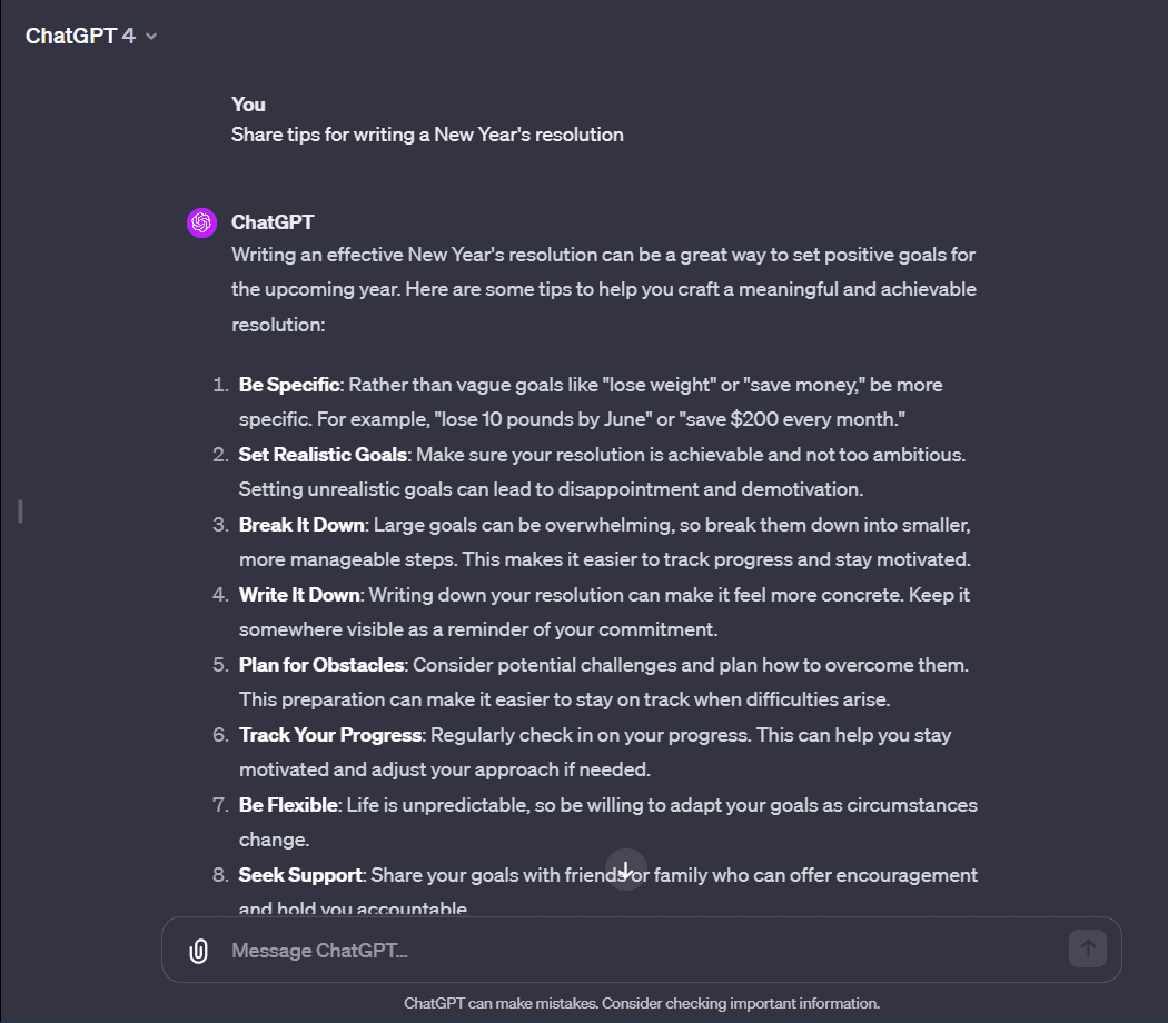 ChatGPT prompt with no tip