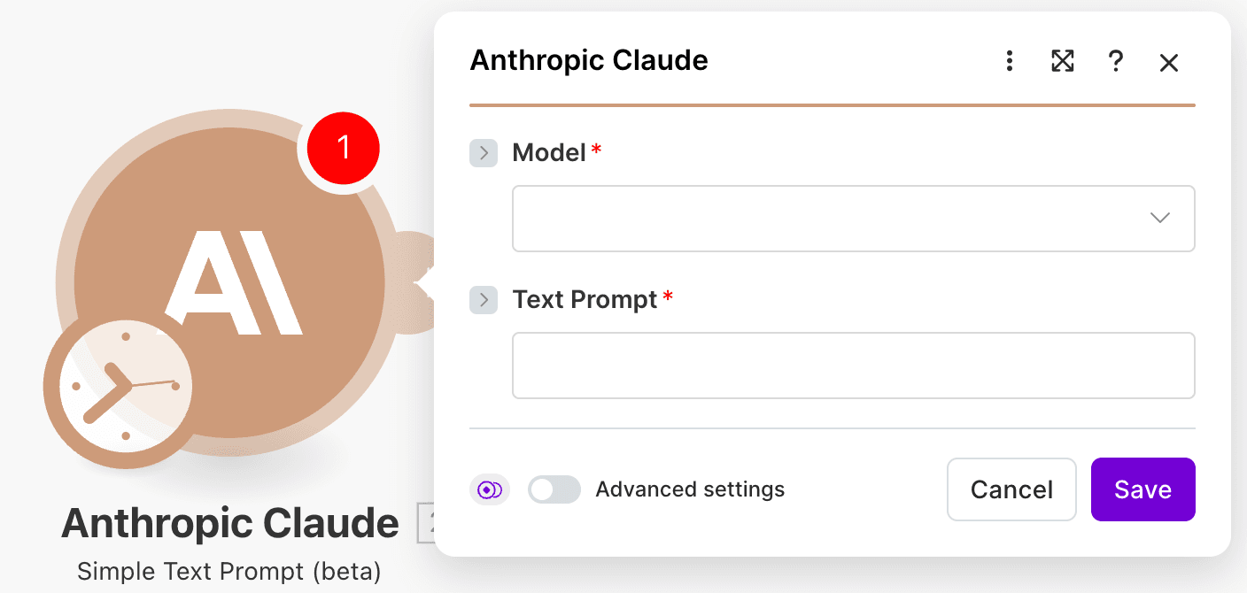 Simple Text Prompt module – Claude