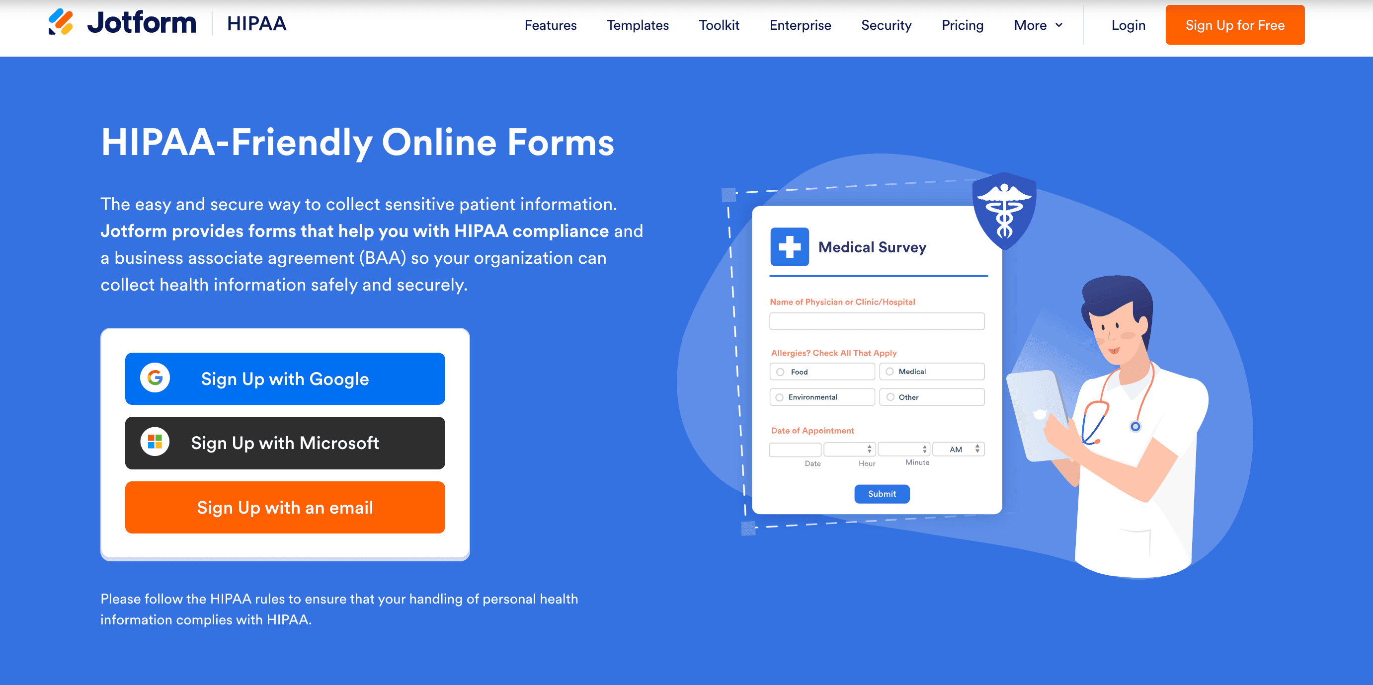 jotform HIPAA