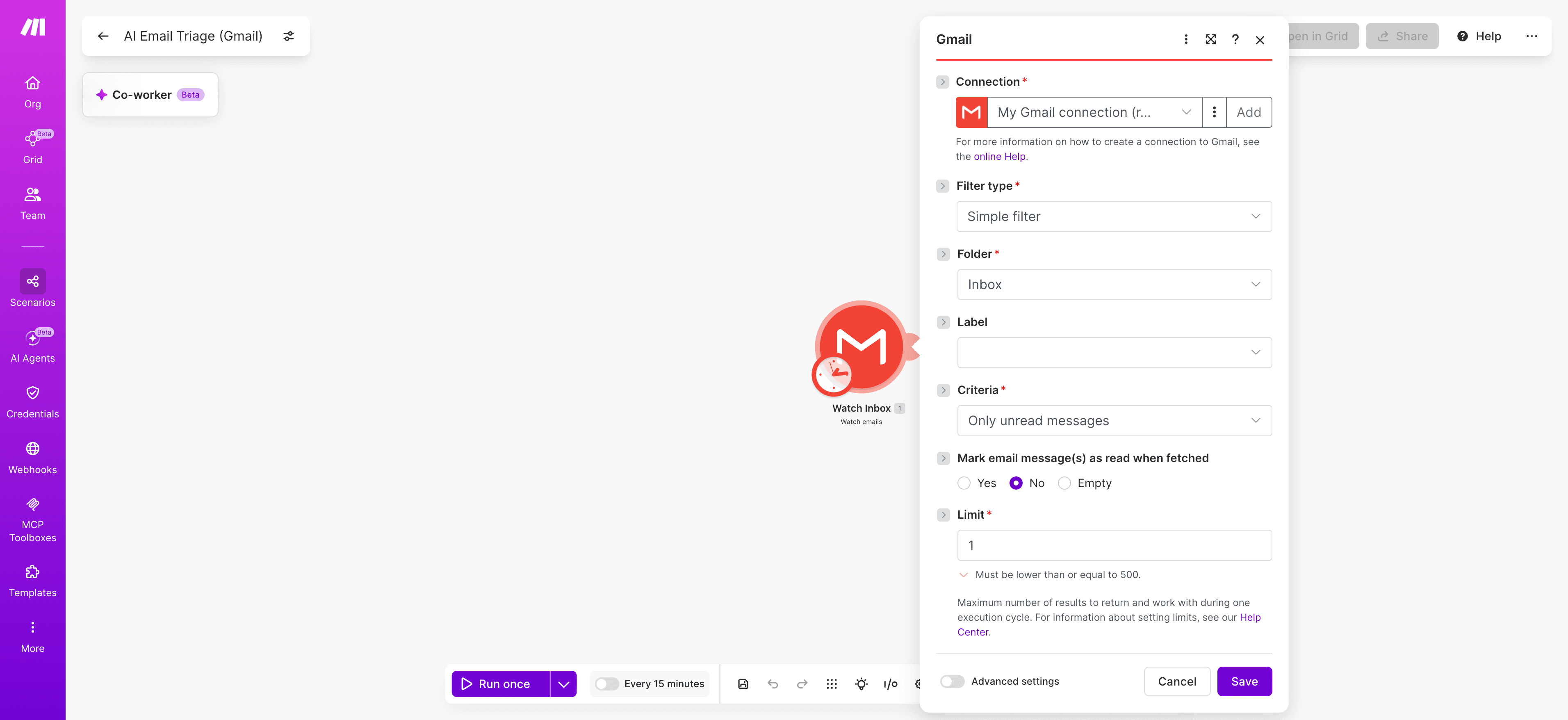 AI-Email-Triage-Gmail-Make-step-1