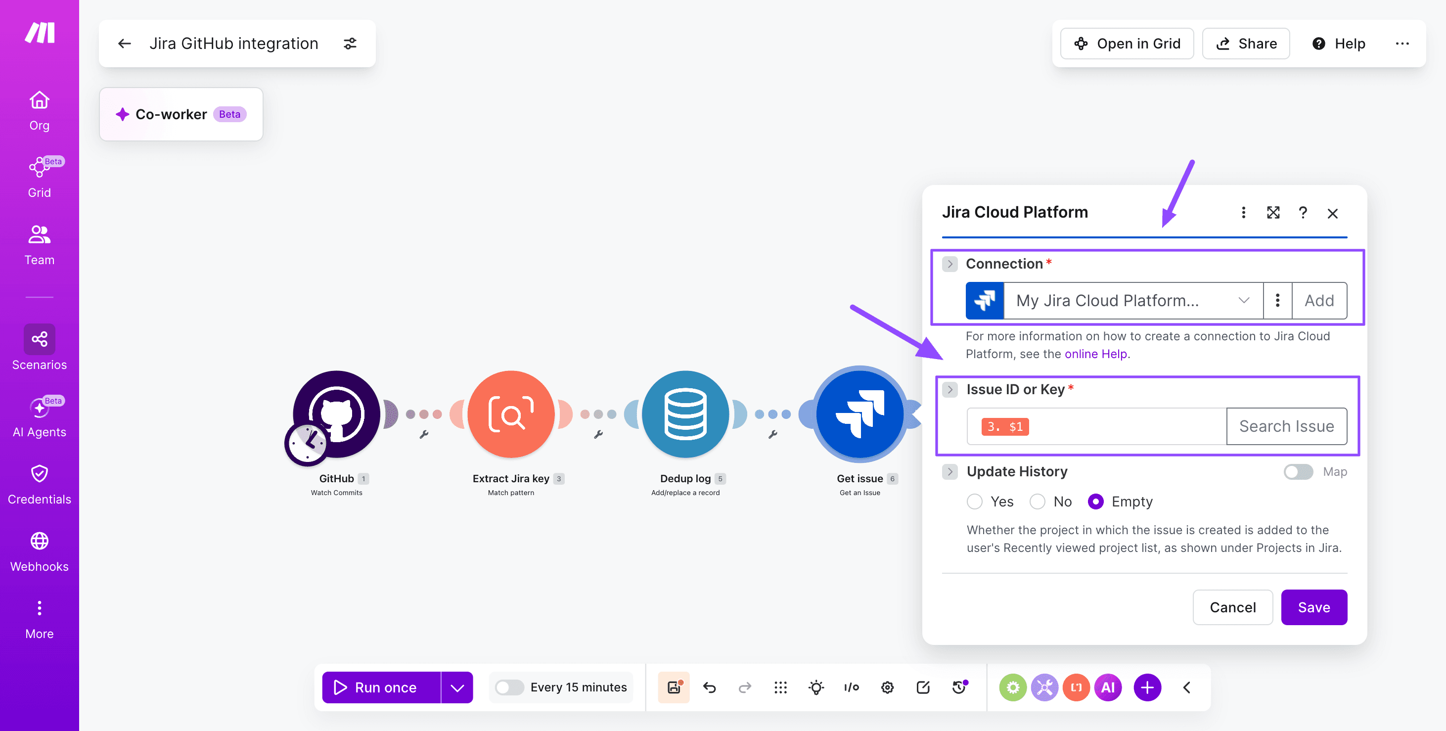 Jira-GitHub-integration-Make-Step 4