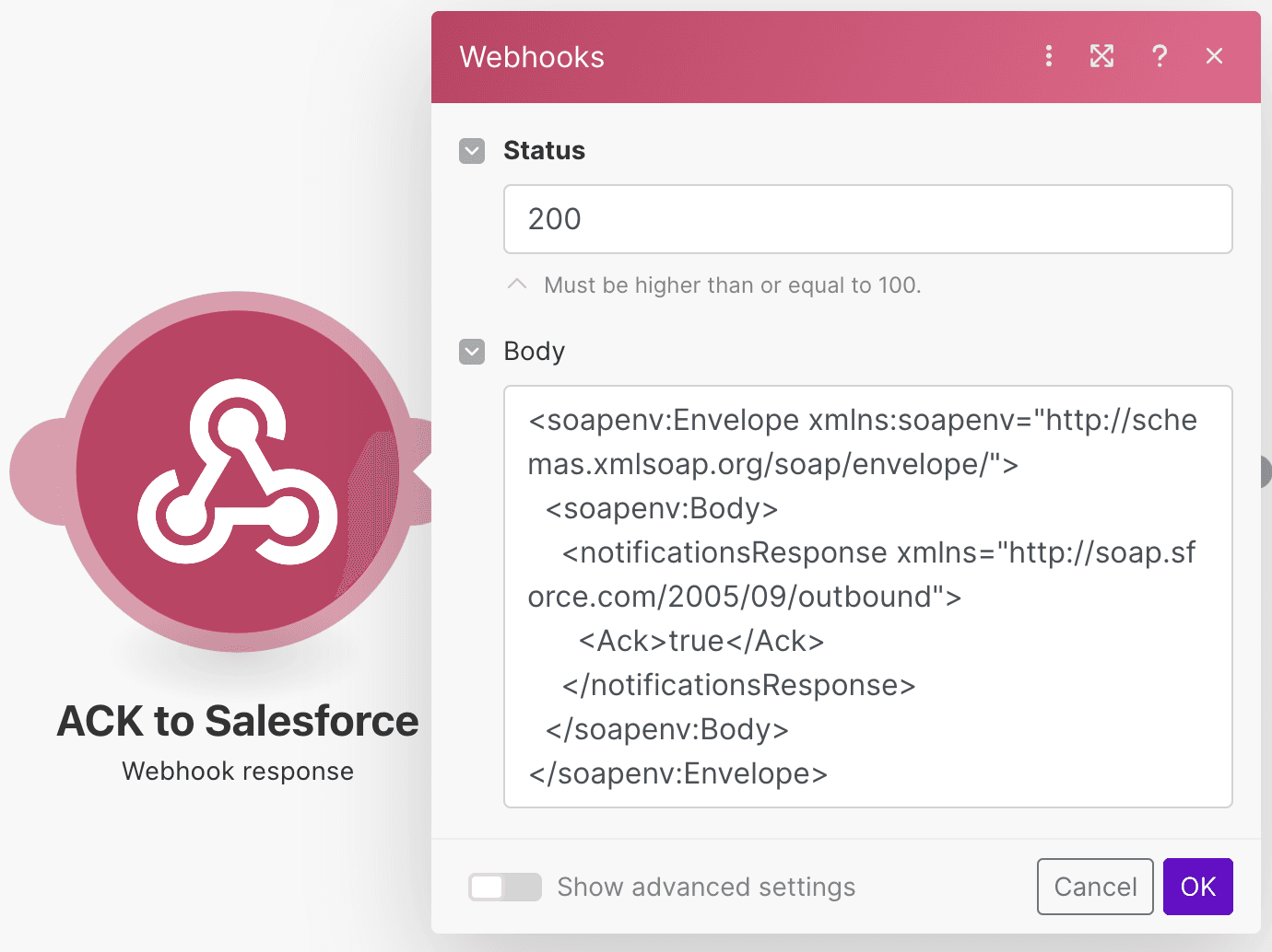 Create webhook for Salesforce
