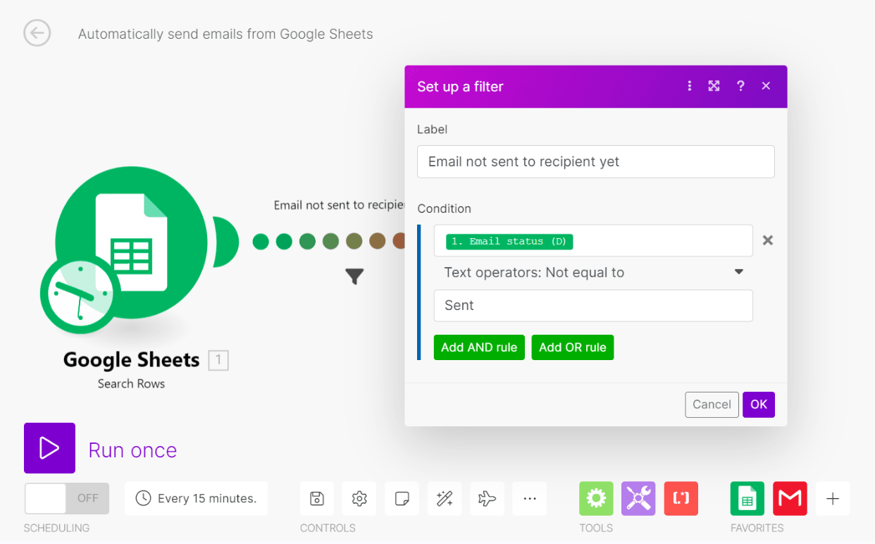 google sheet to gmail case study next step