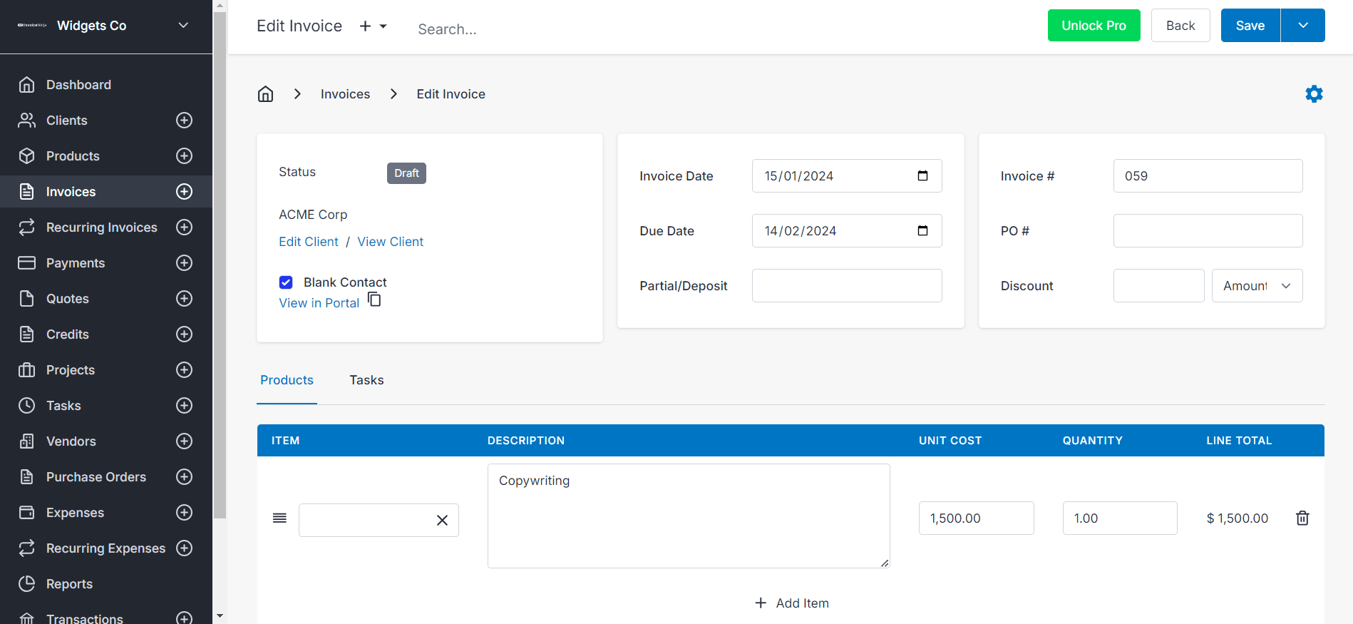 Ninja invoicing software