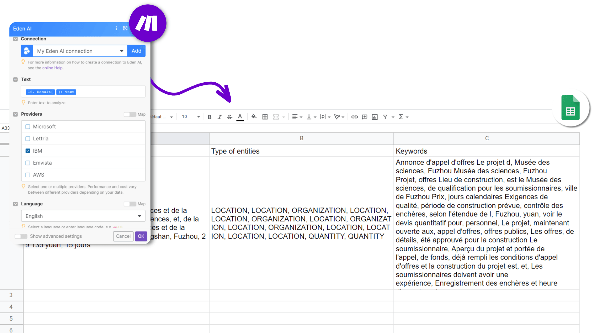 Auto extract and translate text