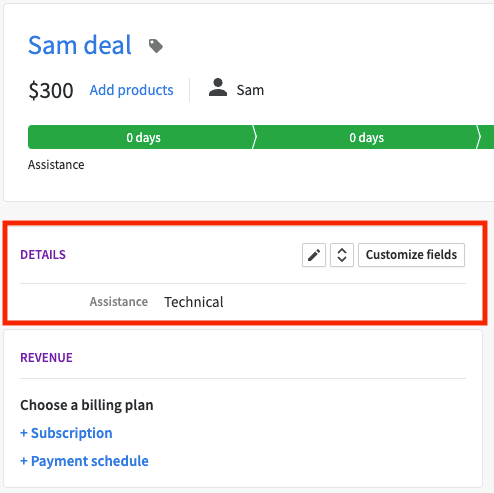 Pipedrive deal information
