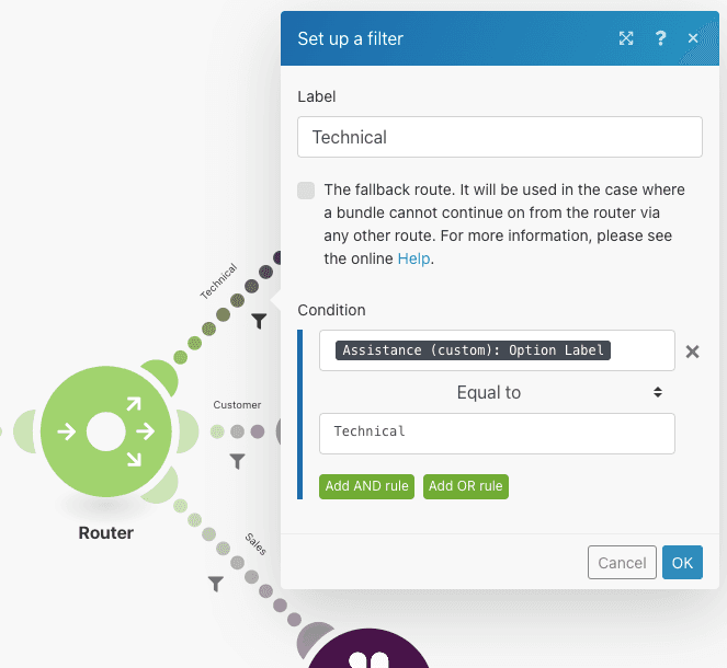 Make router filter setup