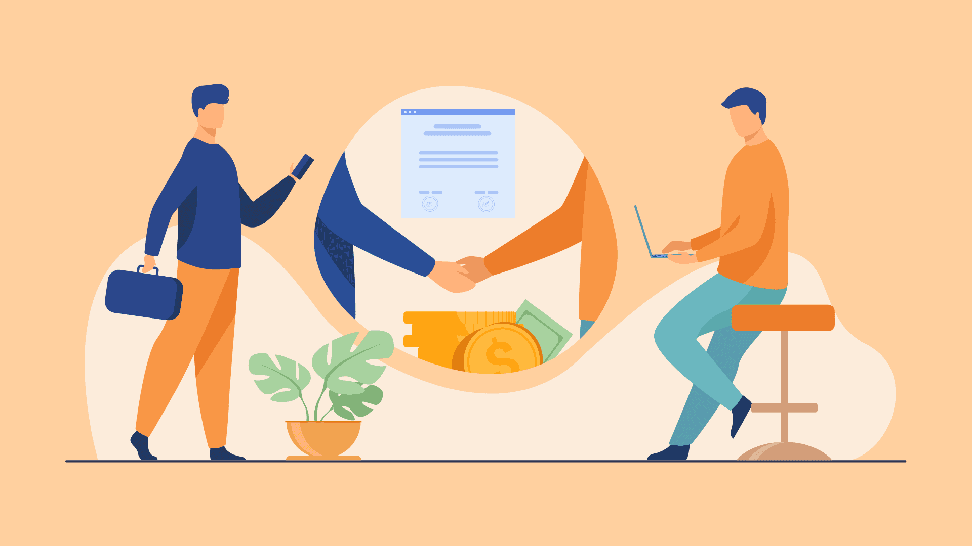 Two guys making a business deal.