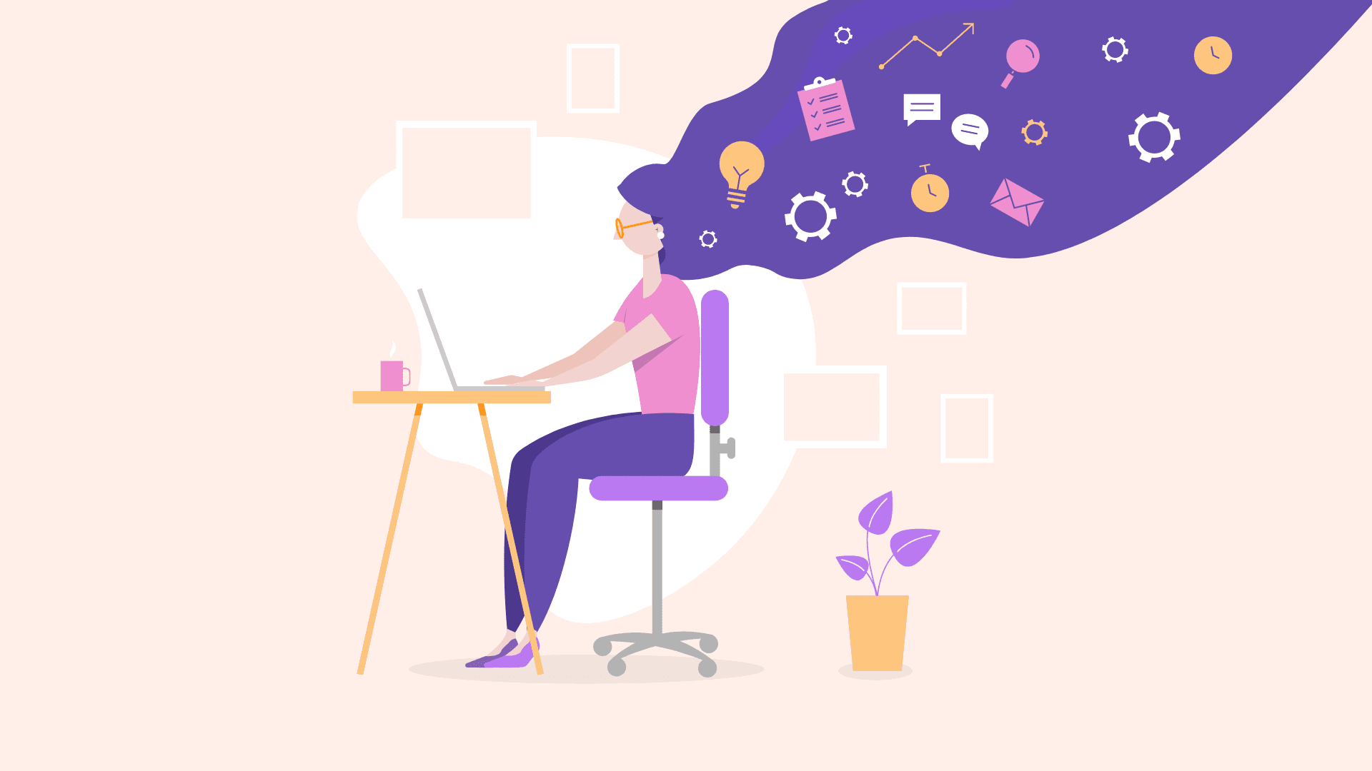 A woman with a laptop automating her tasks and productivity.