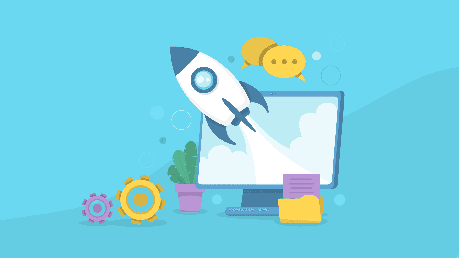 A rocket on a computer screen.