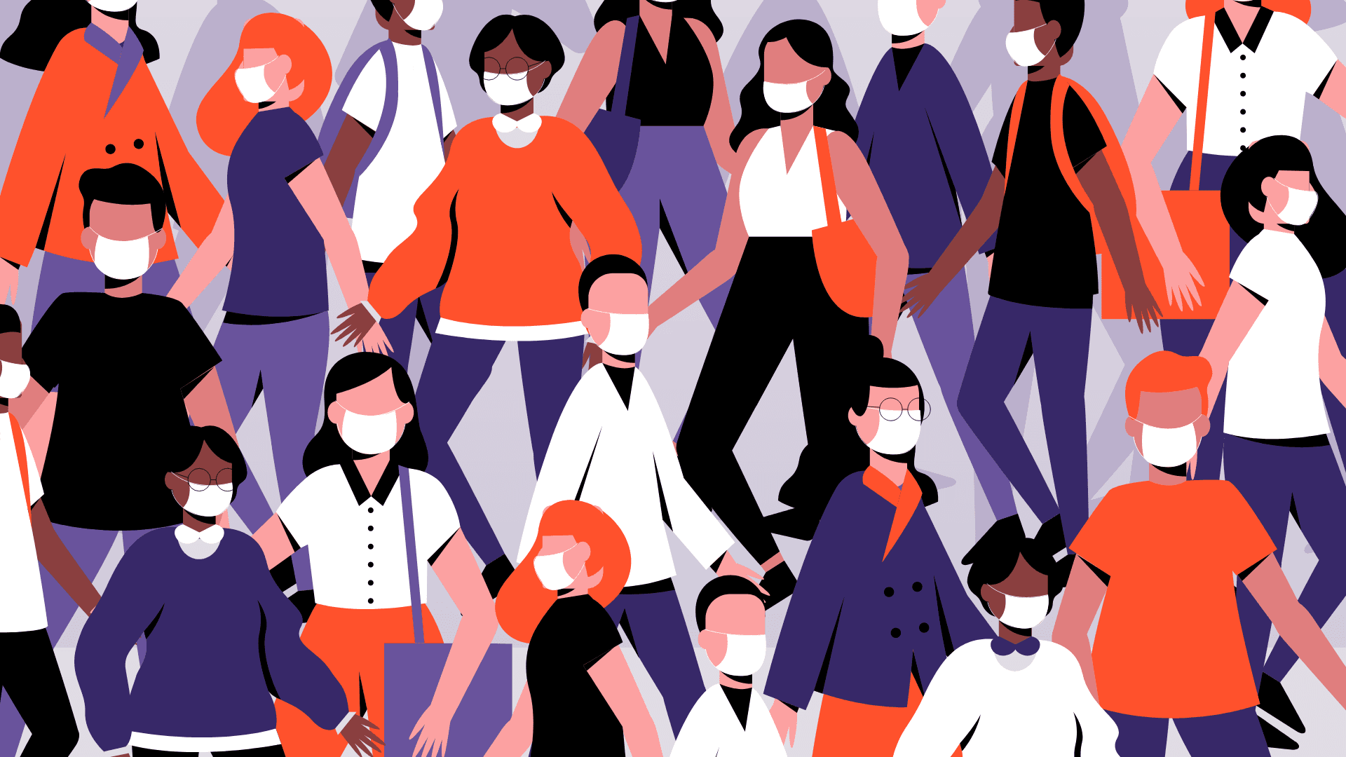 People with face masks during pandemic.