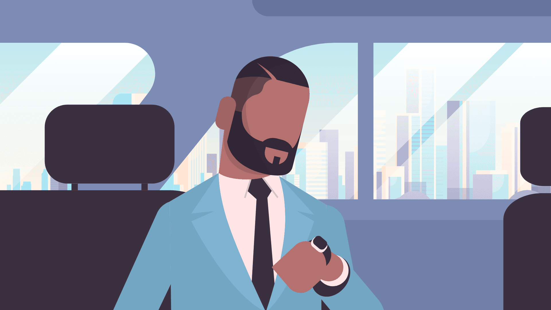 A businessman in a car.