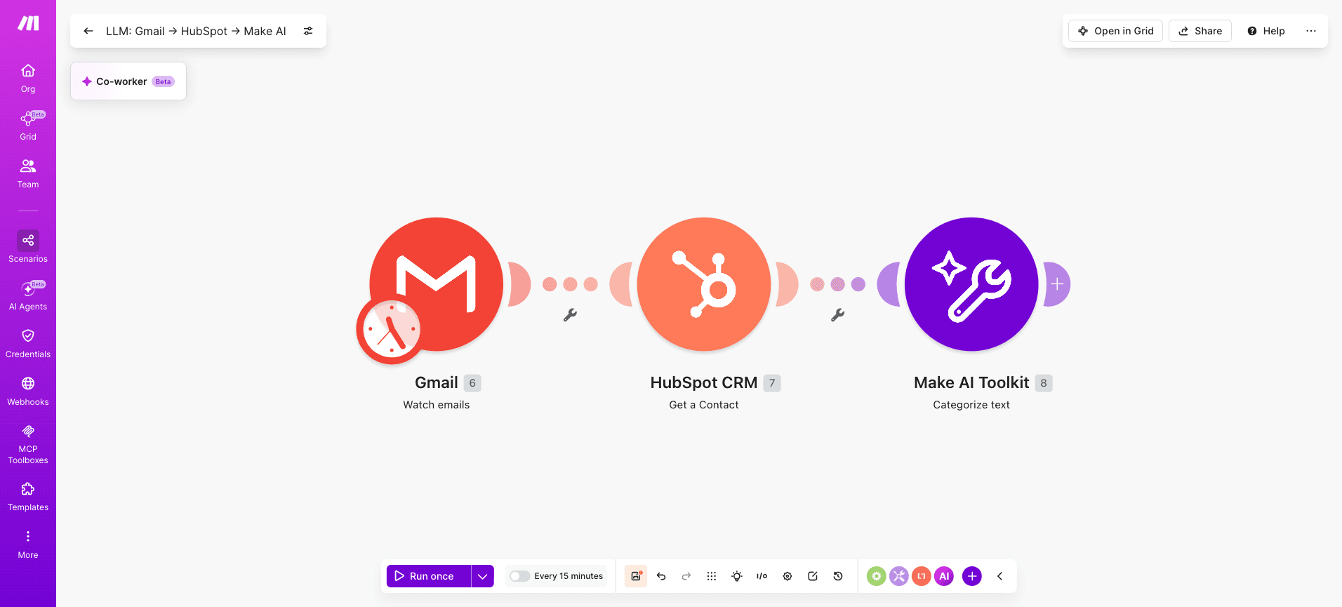 LLM-Gmail-→-HubSpot-→-Make-AI-Make-Step 2