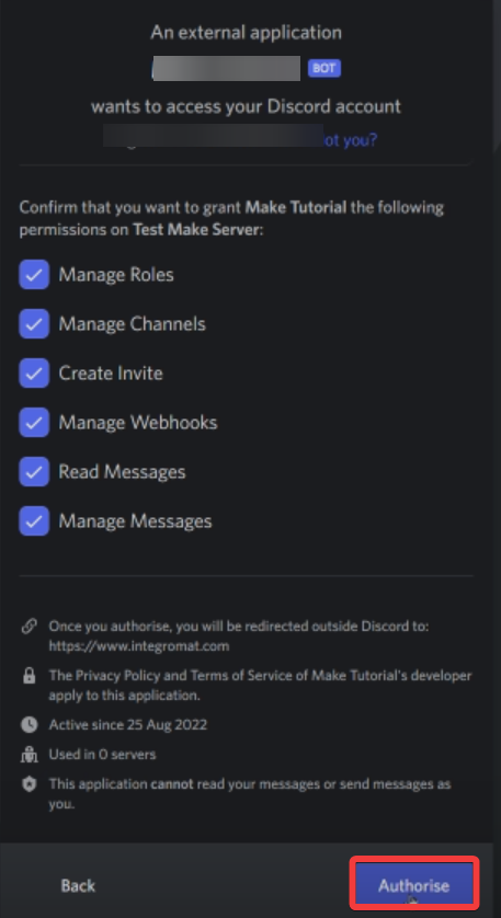 Get Discord API key pair –